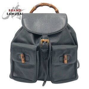 GUCCI Bamboo Black Leather Backpack